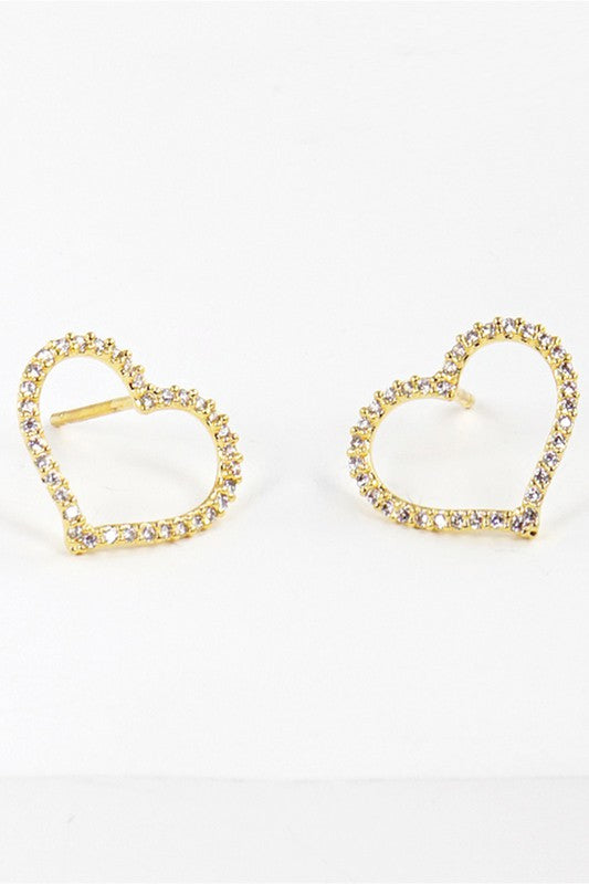 CZ Gold-Dipped Heart Earrings