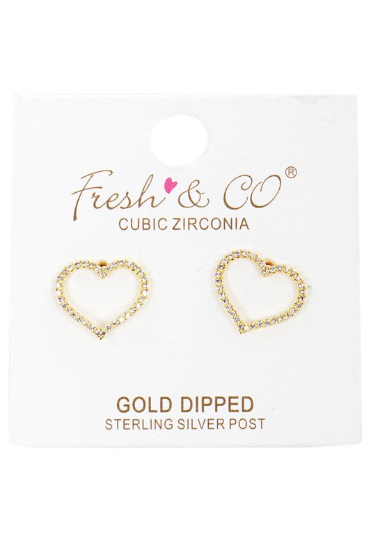 CZ Gold-Dipped Heart Earrings