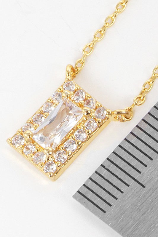 CZ Gold-Dipped Rhinestone Necklace