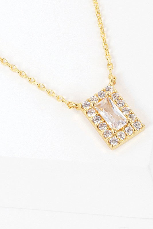 CZ Gold-Dipped Rhinestone Necklace