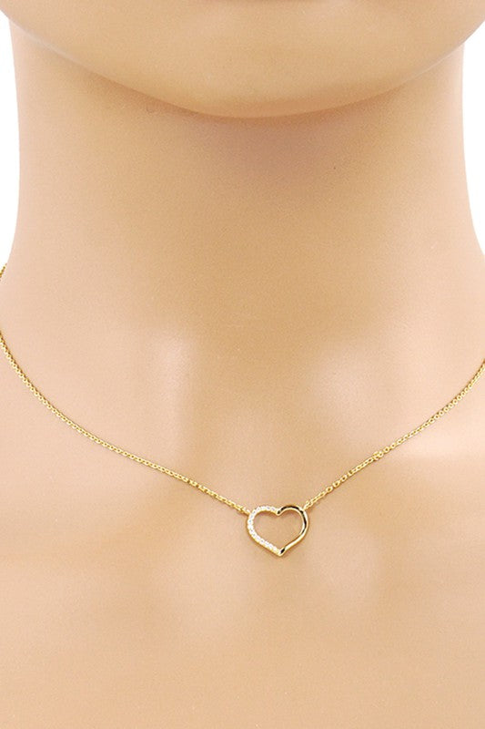 CZ Gold-Dipped Heart Necklace