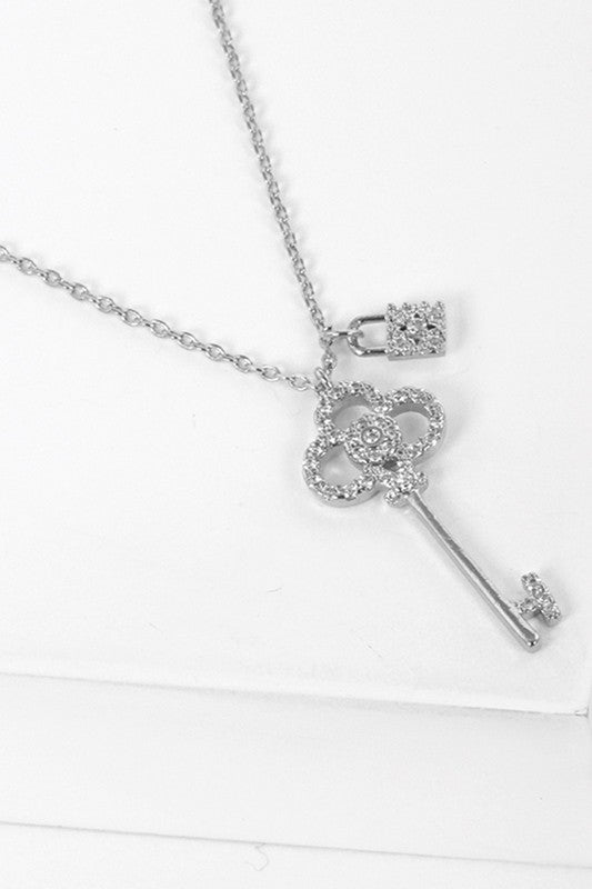 CZ Gold-Dipped Key Necklace