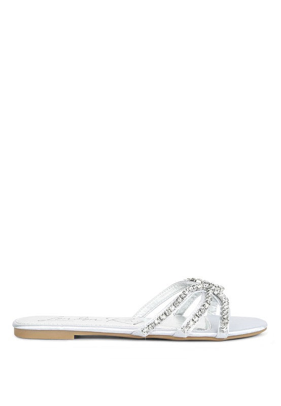 Mezzie Dimante Strap Flat Sandals