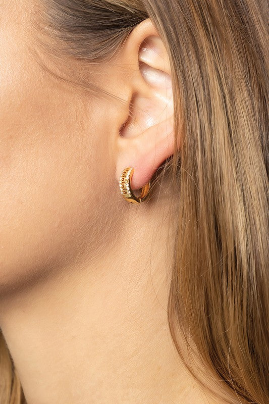 14K Gold-Dipped Studded Hoop Earring