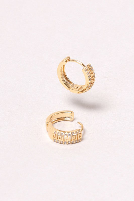 14K Gold-Dipped Studded Hoop Earring