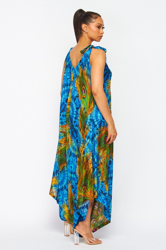 PEACOCK PRINT HAREM JUMPSUITS