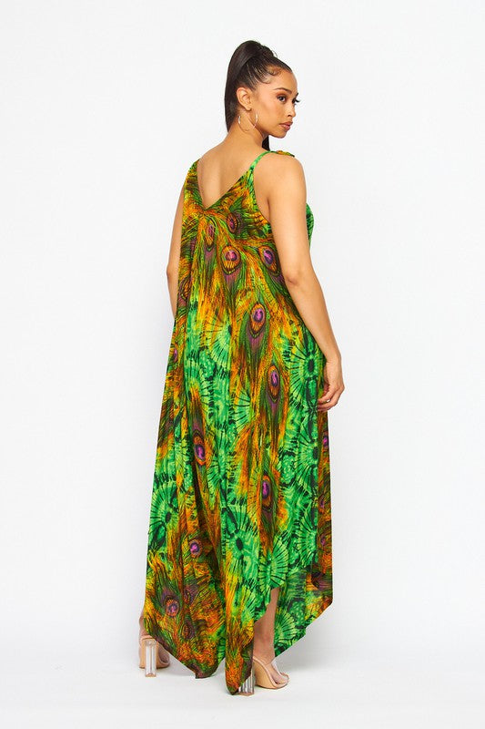 PEACOCK PRINT HAREM JUMPSUITS