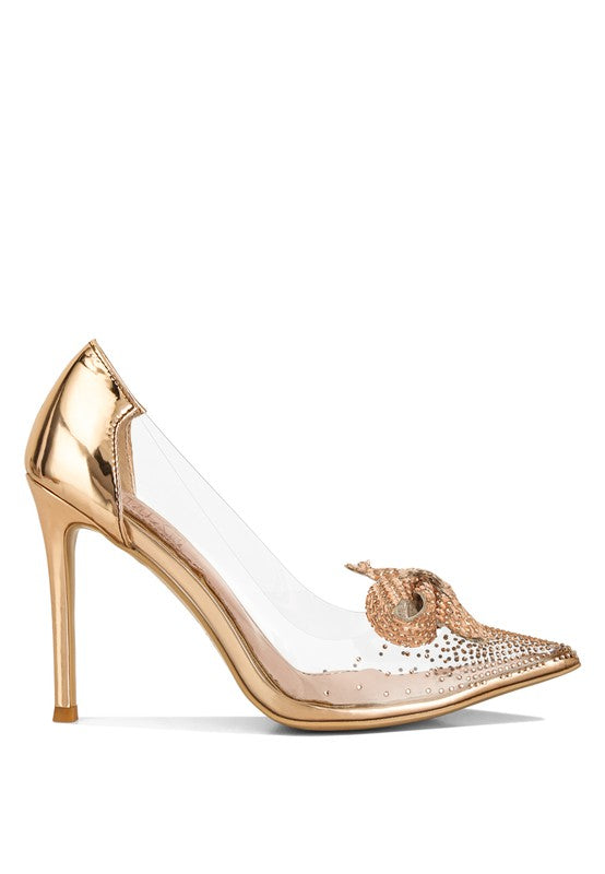 Erika Metallic Embellished Clear Pumps