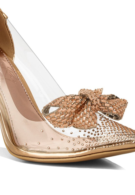 Erika Metallic Embellished Clear Pumps