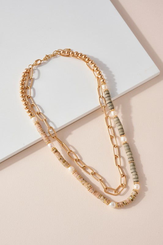 Layered Pearl Chain Necklace