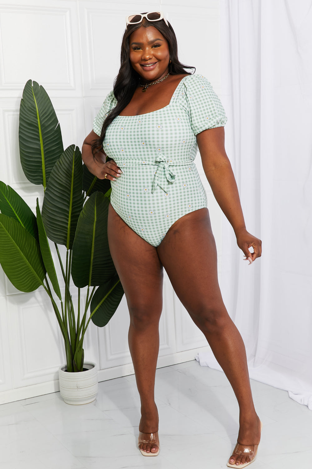 Sage Salty Air Puff Sleeve Swimsuit