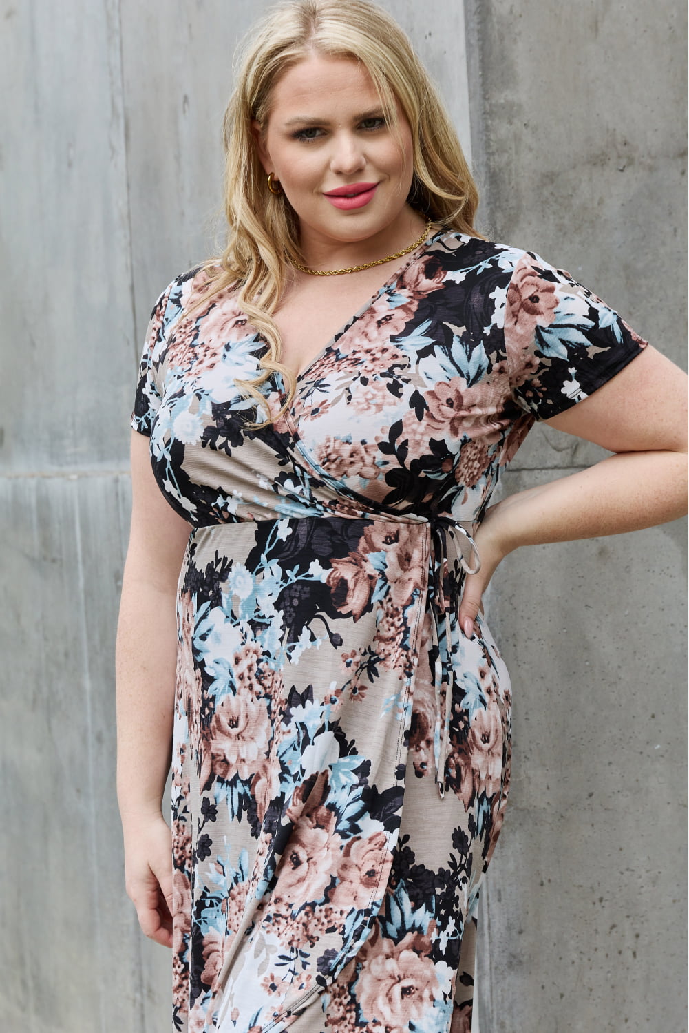 Give Me Roses Full Size Wrap Dress