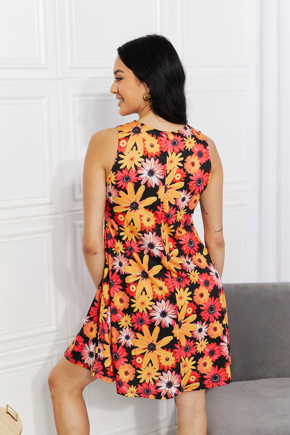 Full Size Floral Sleeveless Dress