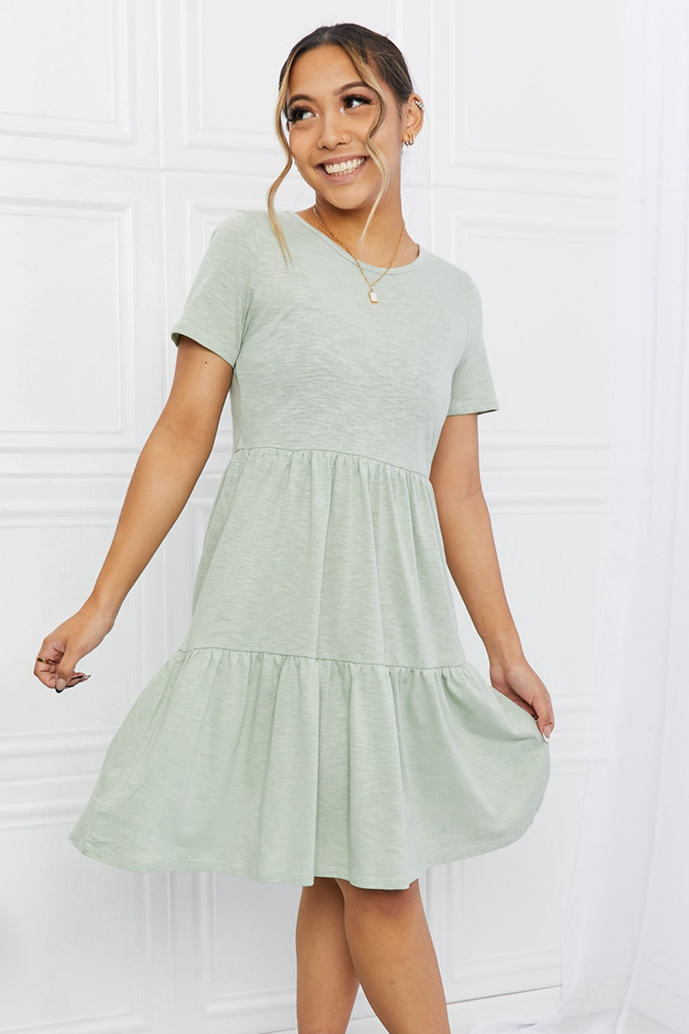 Short Sleeve Tiered Tee Dress