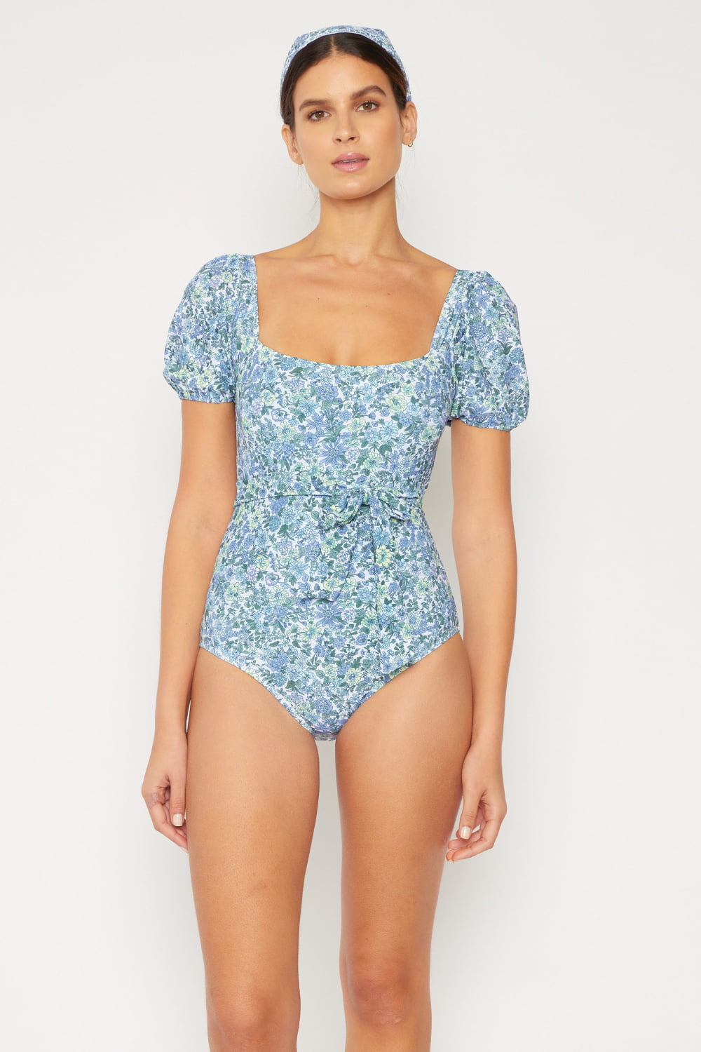 Blue Salty Air Puff Sleeve Swimsuit