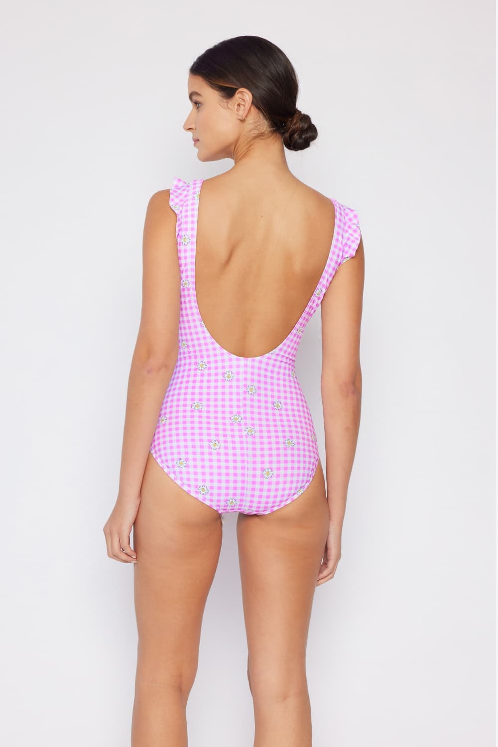 Pink Ruffle Faux Wrap Swimsuit