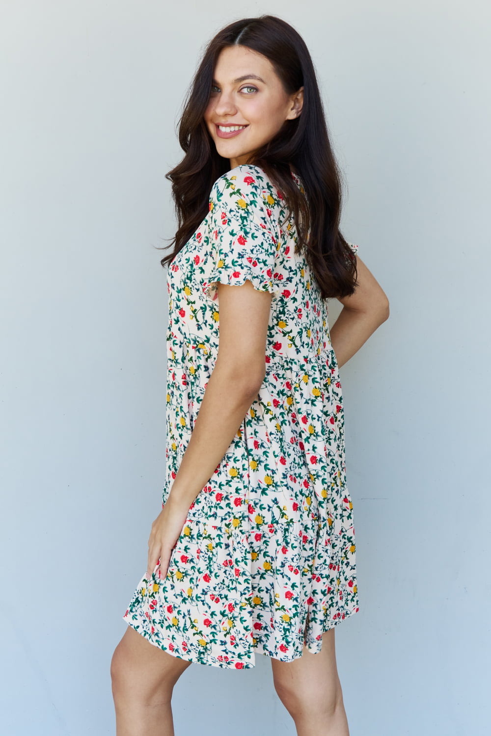 Full Size V-Neck Ruffle Floral Dress