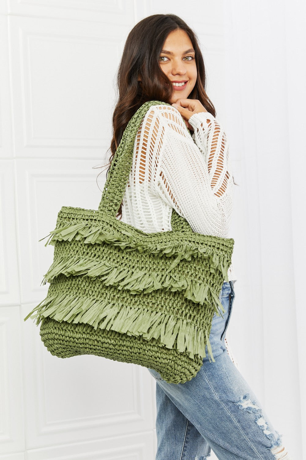 The Last Straw Fringe Straw Tote Bag