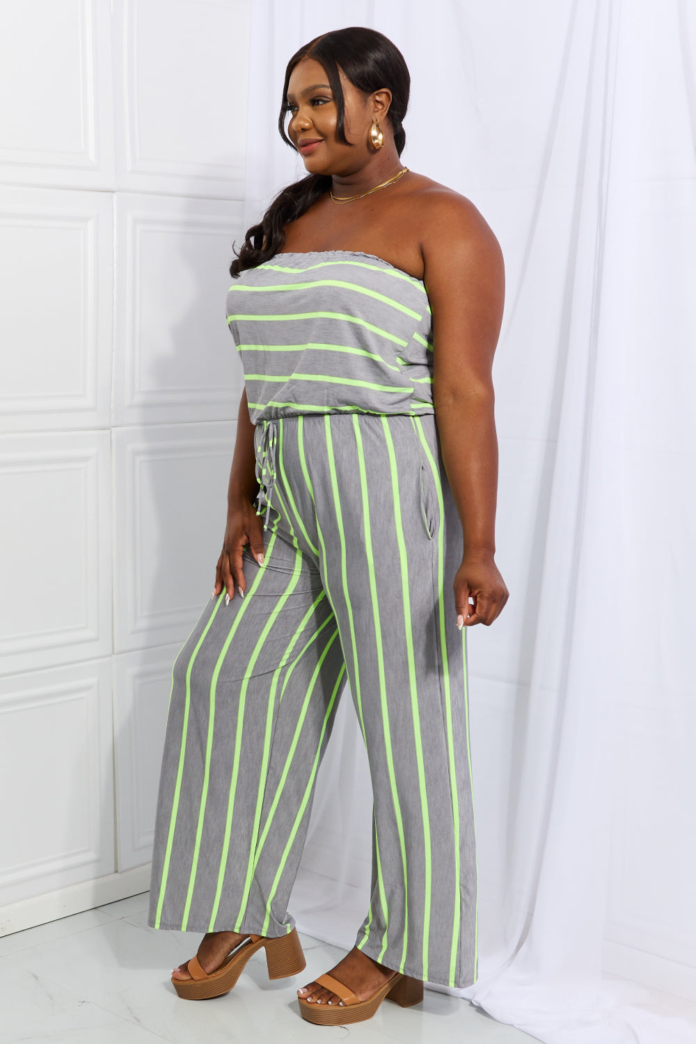 Pop Of Color Full Size Striped Jumpsuit