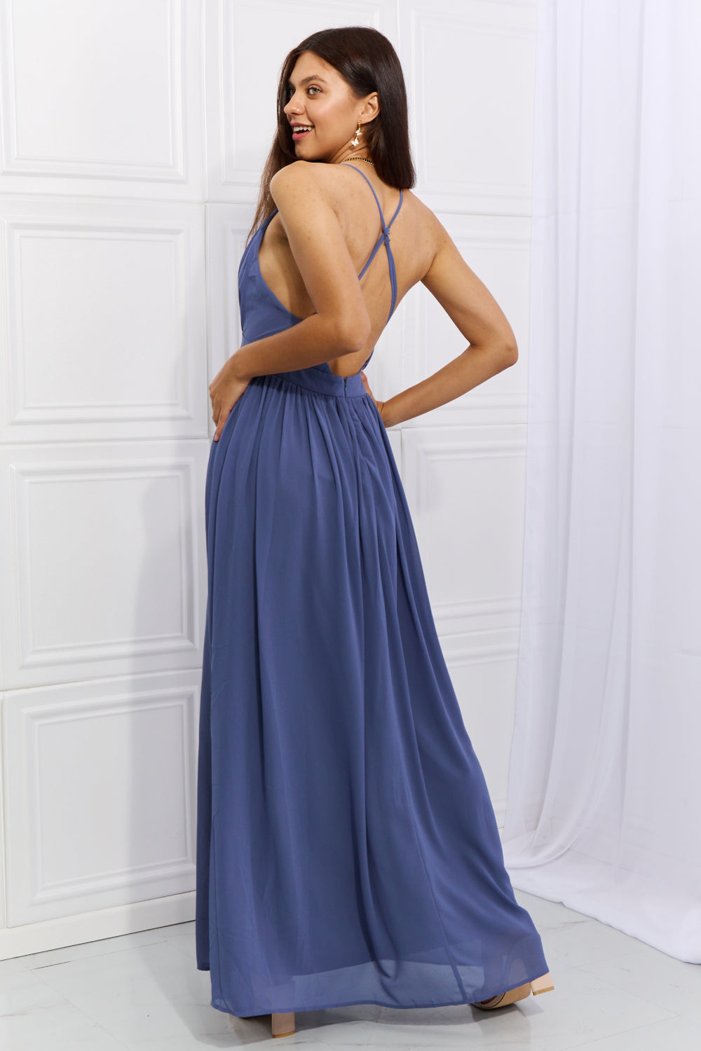 Captivating Open Cross Back Maxi Dress