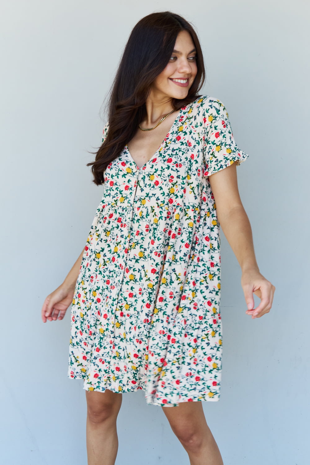 Full Size V-Neck Ruffle Floral Dress