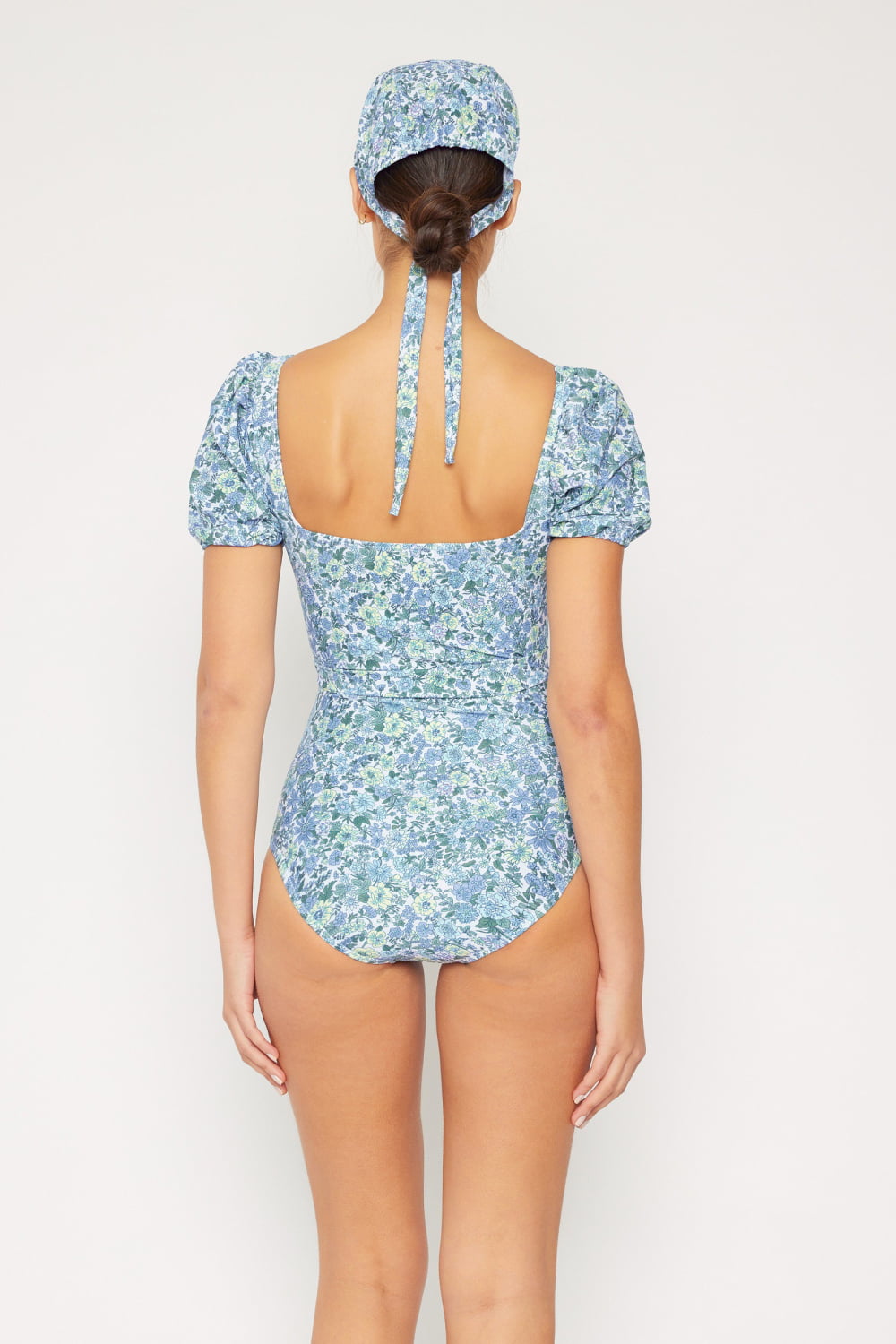 Blue Salty Air Puff Sleeve Swimsuit