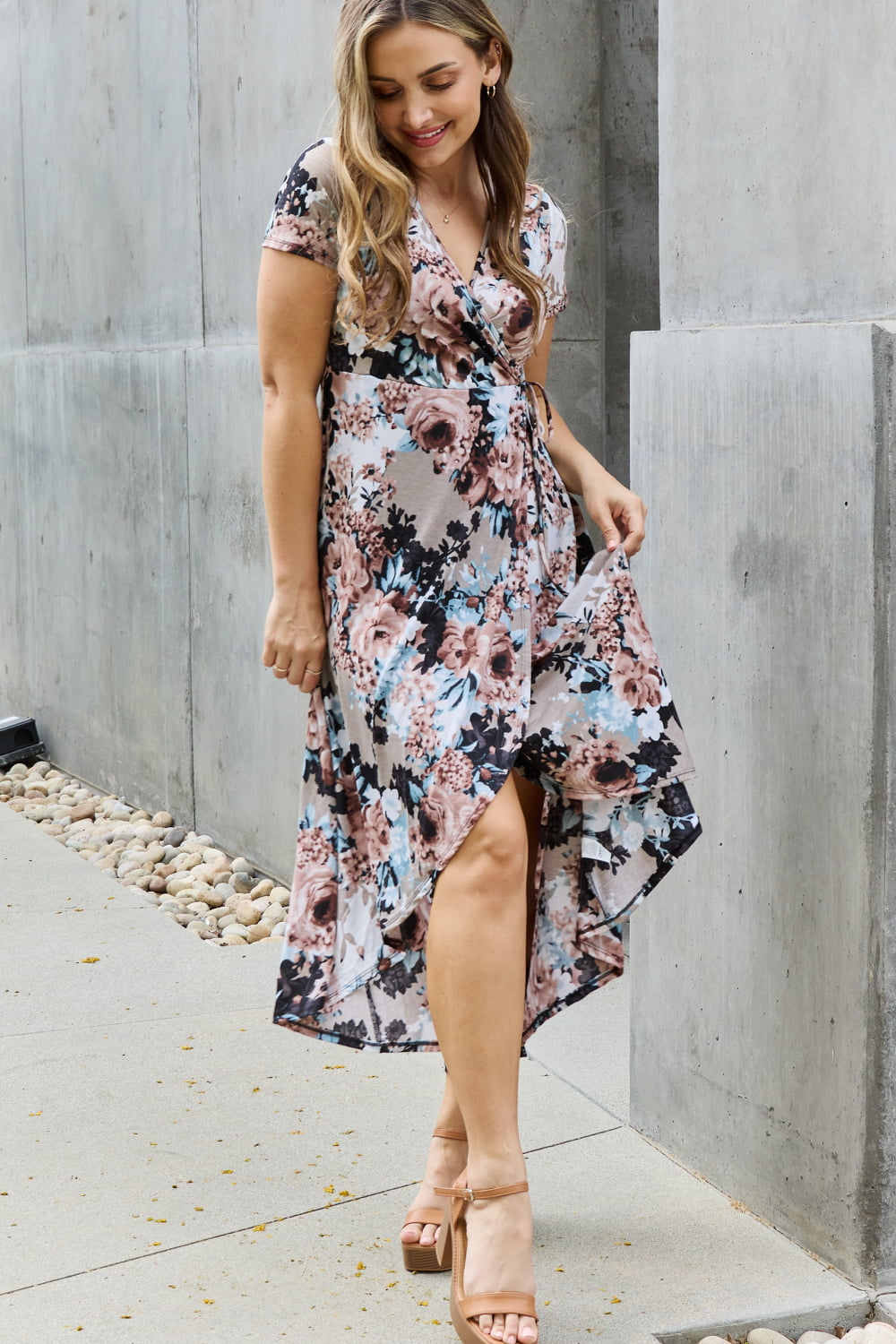 Give Me Roses Full Size Wrap Dress