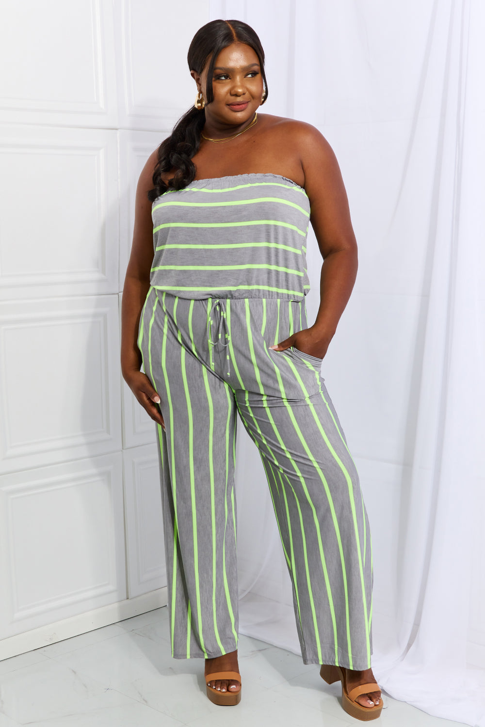 Pop Of Color Full Size Striped Jumpsuit