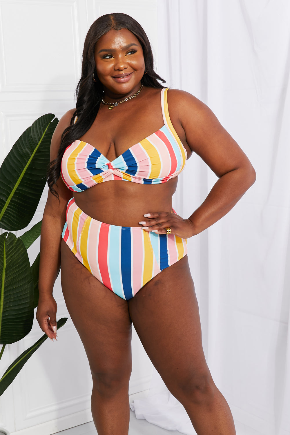 Stripe Take A Dip Twist High-Rise Bikini