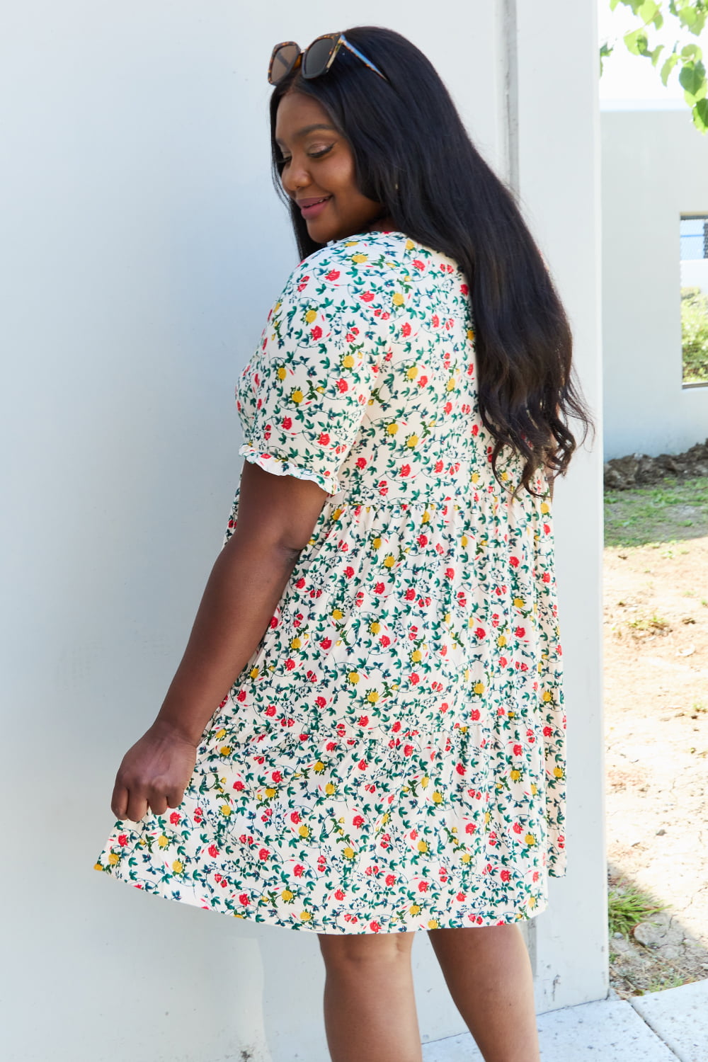 Full Size V-Neck Ruffle Floral Dress