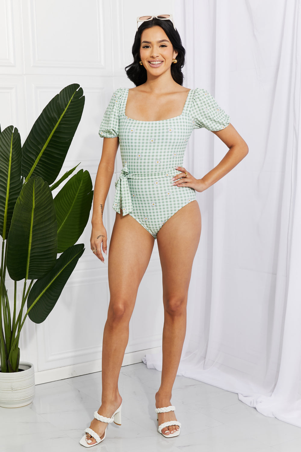 Sage Salty Air Puff Sleeve Swimsuit