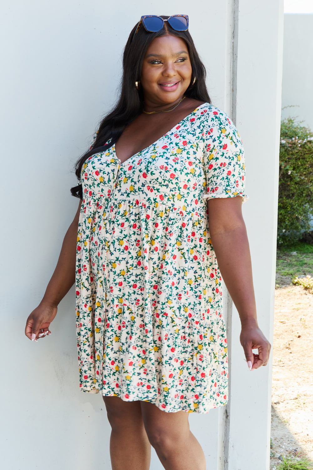 Full Size V-Neck Ruffle Floral Dress