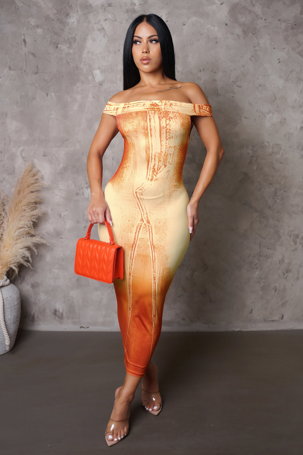 Orange Miss Fit Midi Dress