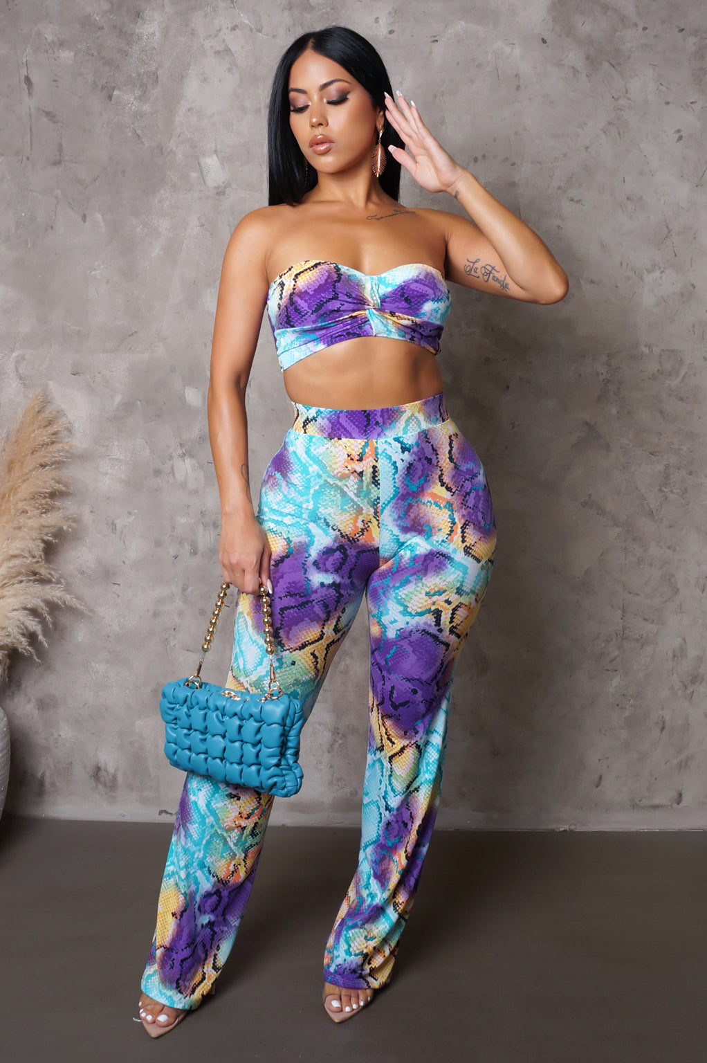 Snake Print Pant Set