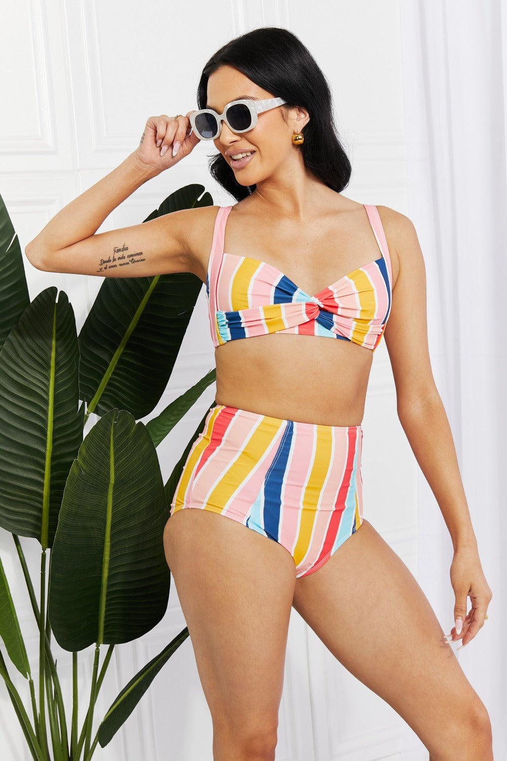 Stripe Take A Dip Twist High-Rise Bikini