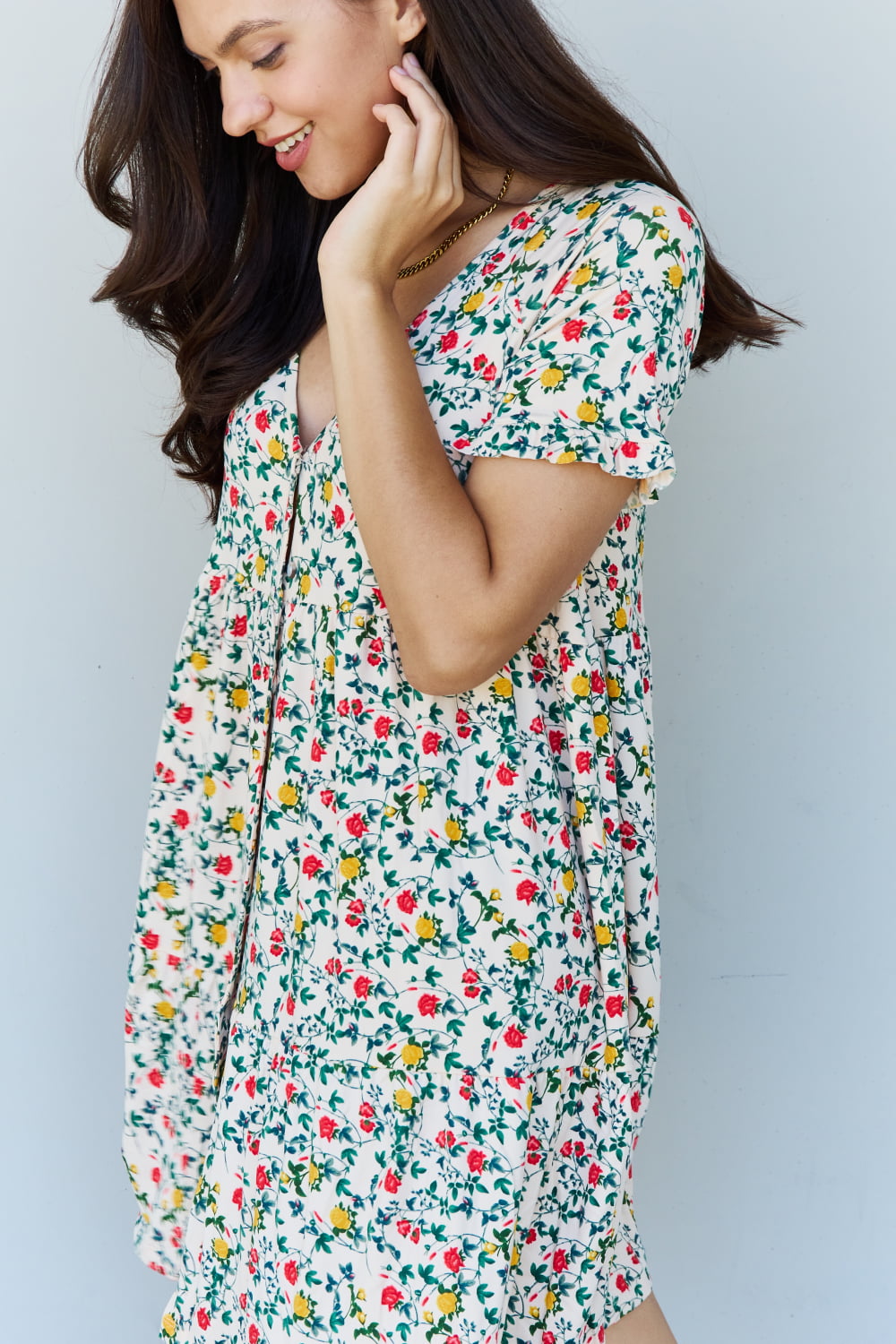 Full Size V-Neck Ruffle Floral Dress