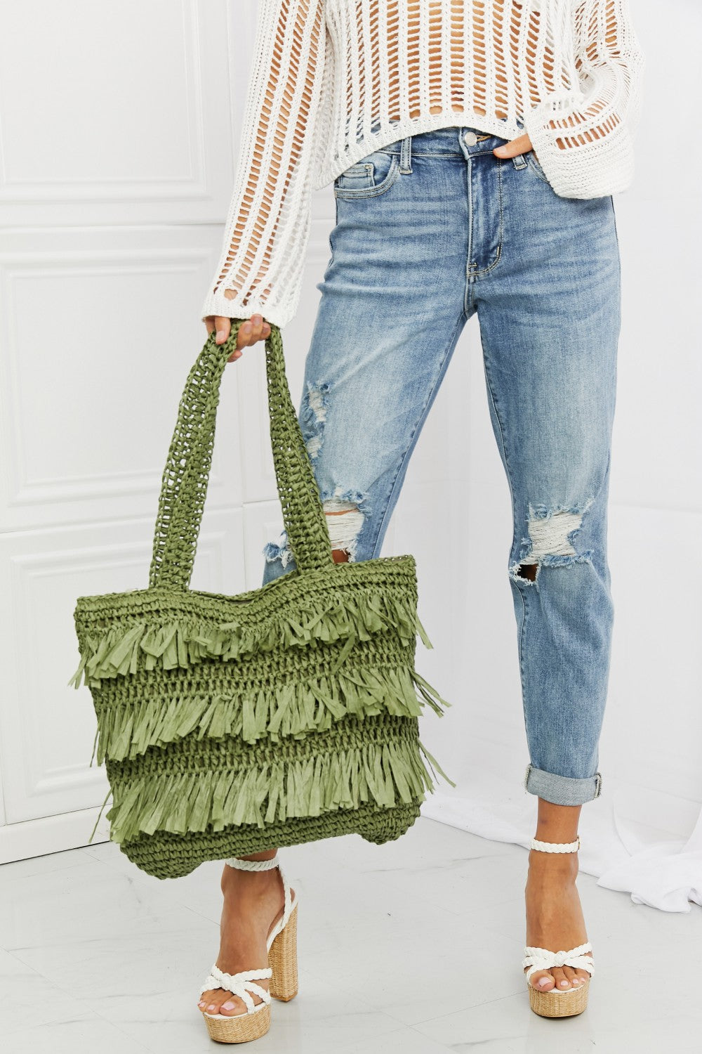 The Last Straw Fringe Straw Tote Bag