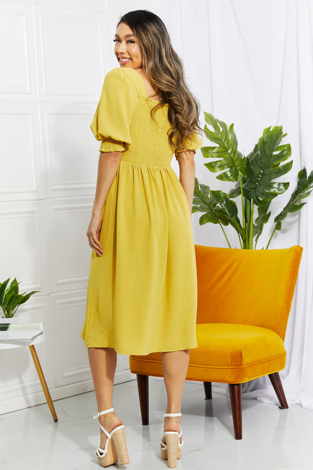 Full Size Love You Forever Square Neck Midi Dress