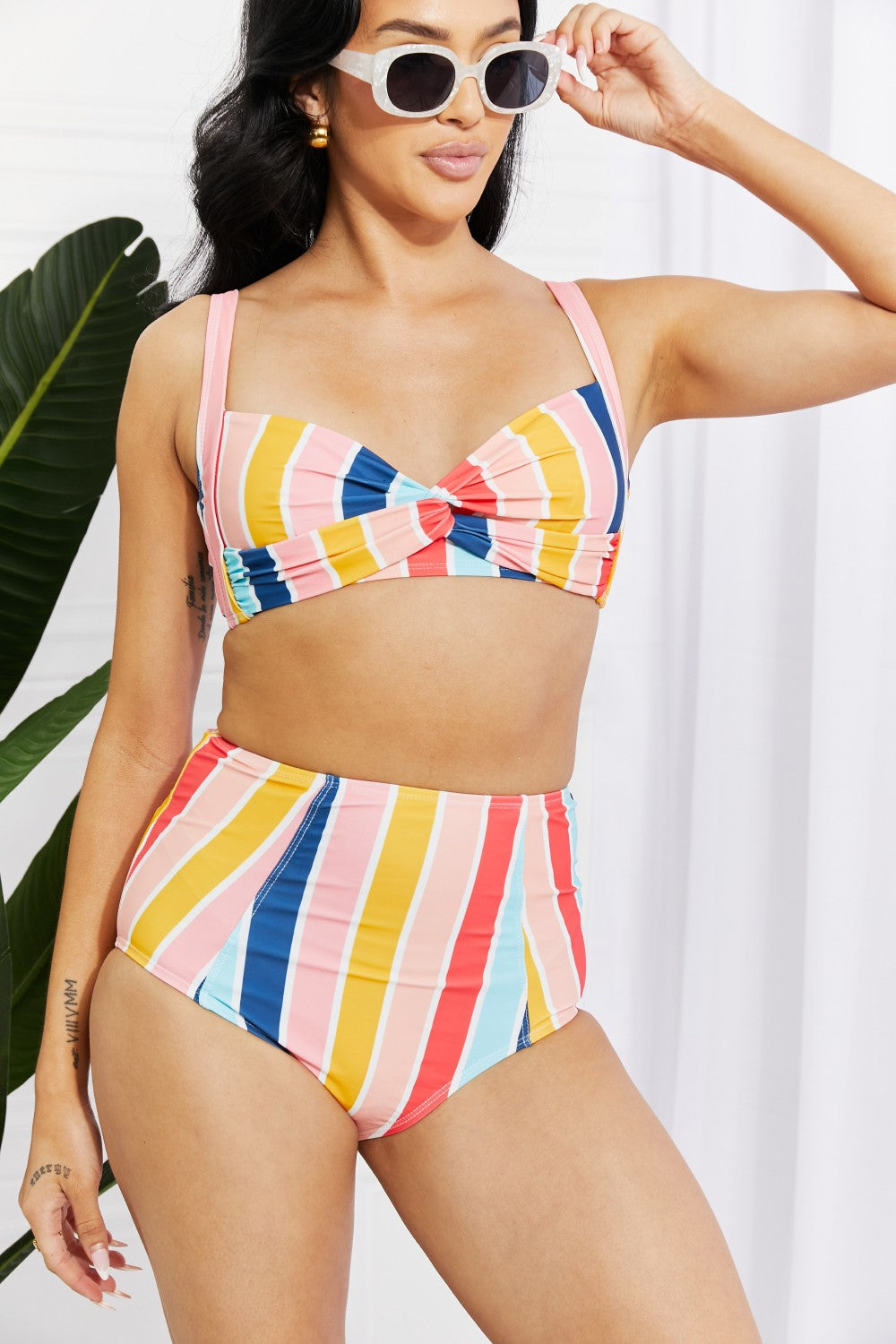 Stripe Take A Dip Twist High-Rise Bikini