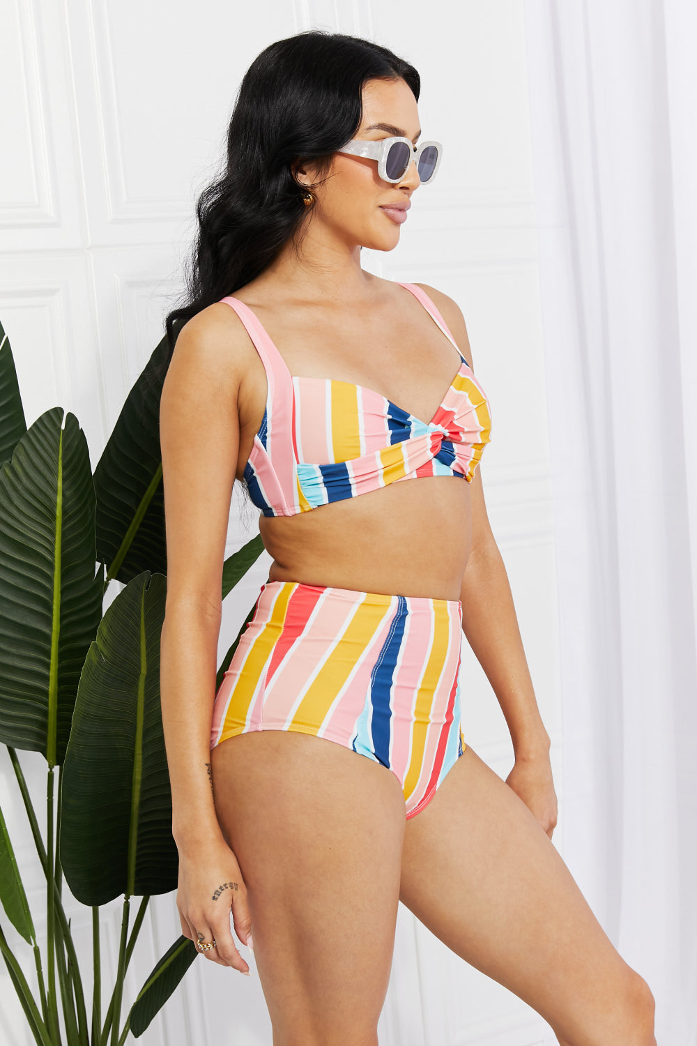 Stripe Take A Dip Twist High-Rise Bikini