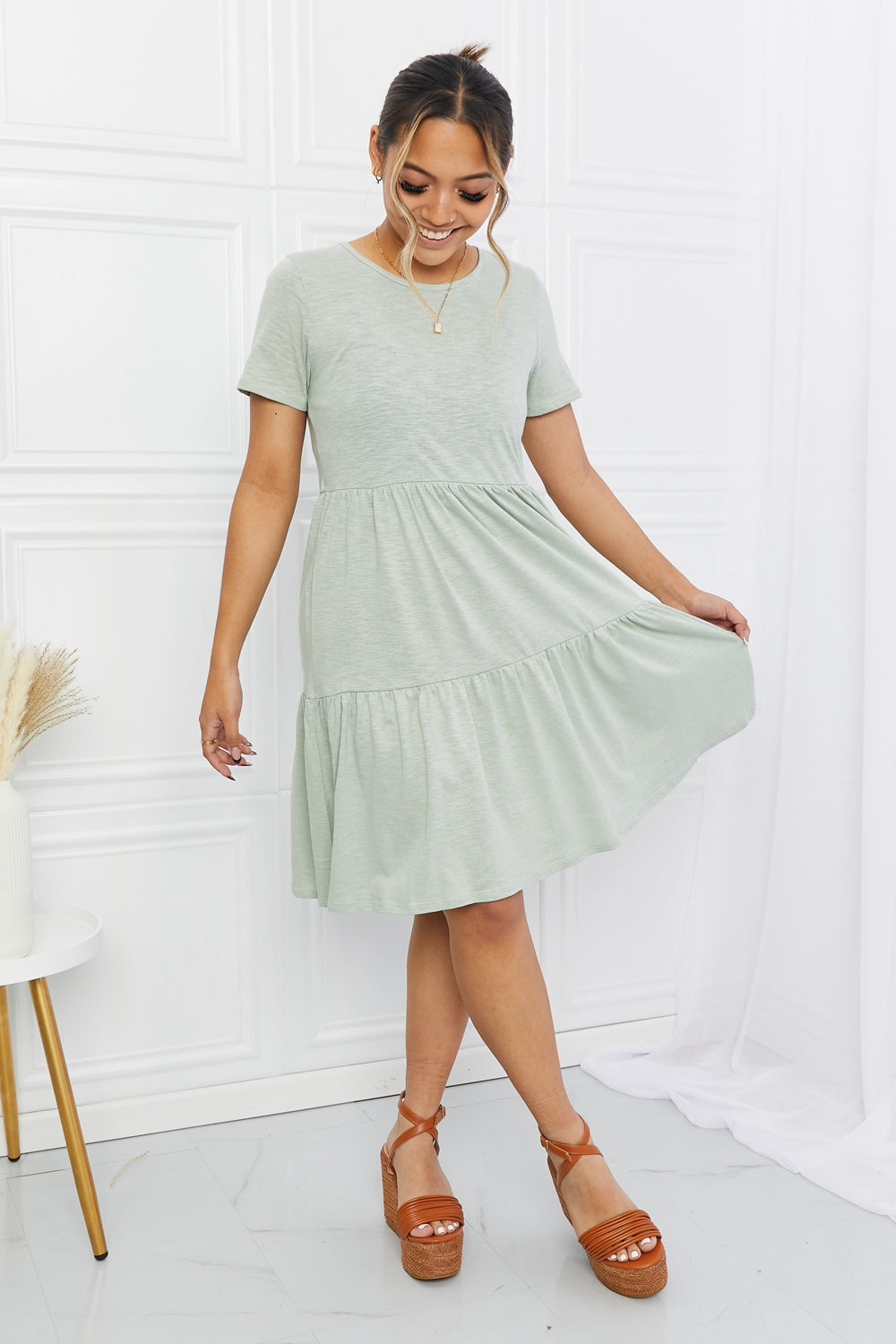 Short Sleeve Tiered Tee Dress