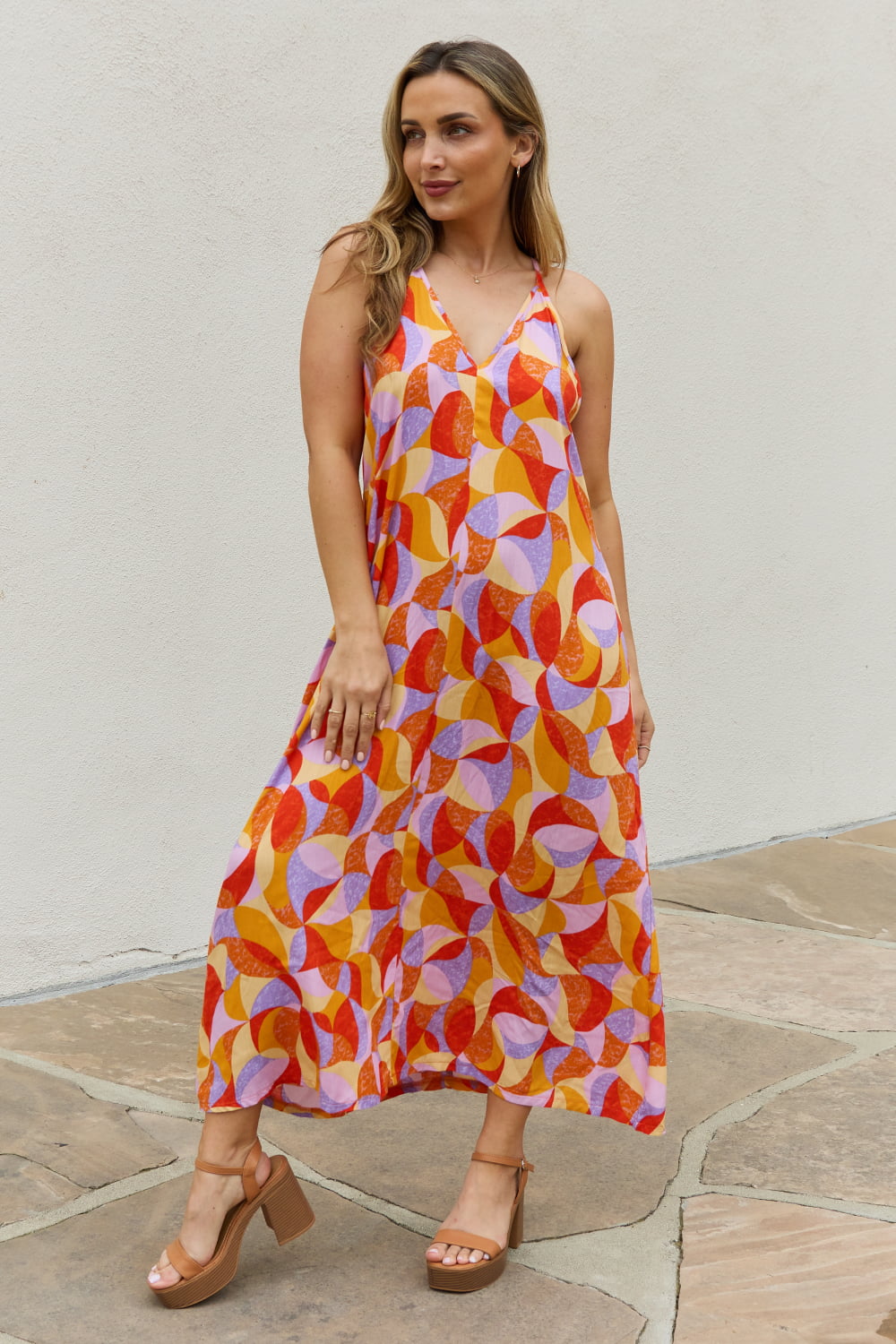 Full Size Printed Sleeveless Maxi Dress