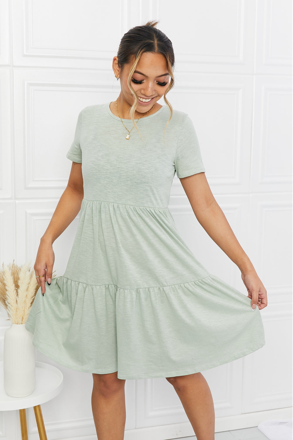 Short Sleeve Tiered Tee Dress