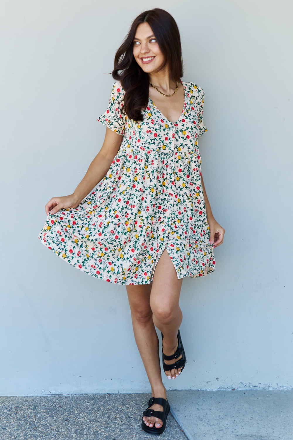 Full Size V-Neck Ruffle Floral Dress